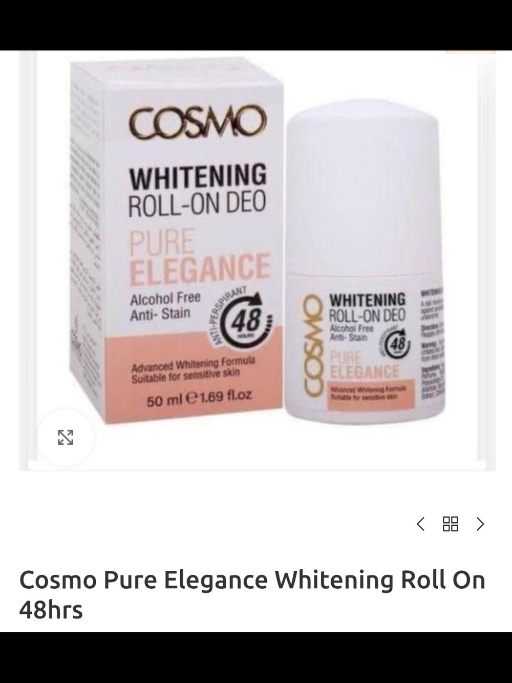 Cosmo Pure Elegance Whitening Roll-On Deodorant - White & Peach